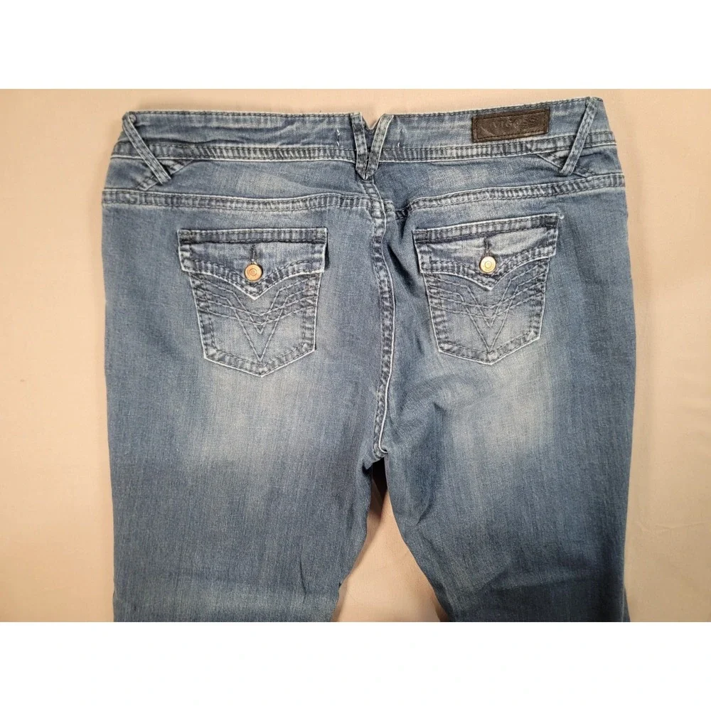 Vigoss Bootcut Jeans Womens 22 Medium Wash Flap Pocket Stretch Denim Blue